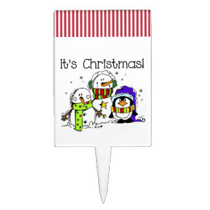 Snowmen and Penguins It's Christmas Cake Topper