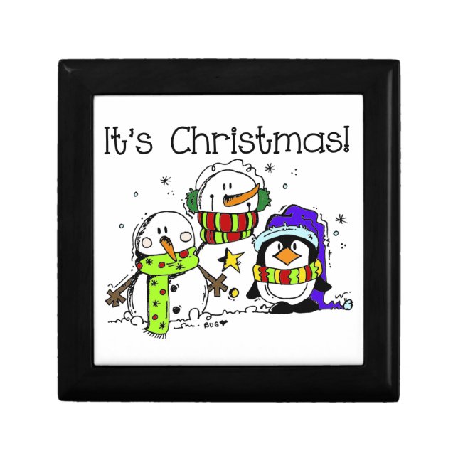Snowmen and Penguins It's Christmas Keepsake Box (Front)