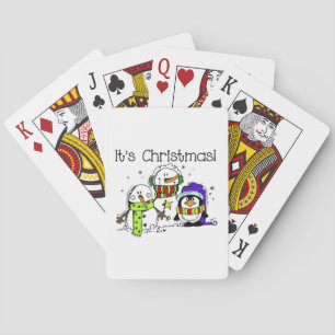 Snowmen and Penguins It's Christmas Poker Cards