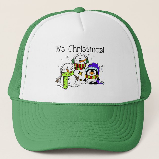 Snowmen and Penguins It's Christmas Trucker Hat (Front)
