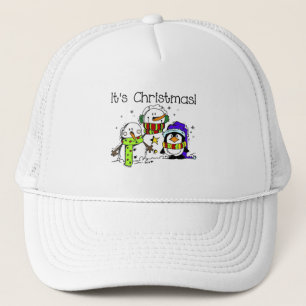 Snowmen and Penguins It's Christmas Trucker Hat