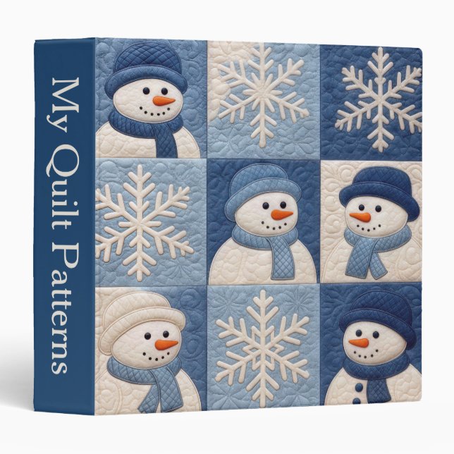 Snowmen and Snowflakes Quilt Pattern 3 Ring Binder (Front/Spine)