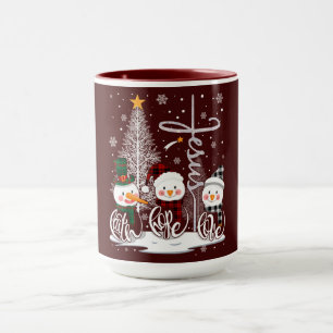 Snowmen and Tree of Light with the Name of Jesus Mug
