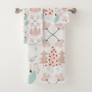 Snowmen and Trees Bath Towel Set