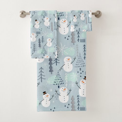 Snowmen Bath Towel Set
