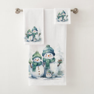 Snowmen bath towel set