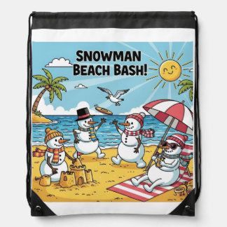 Snowmen Beach Bash Drawstring Bag