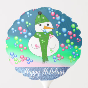 Snowmen Blowing Colorful Bubbles Balloon