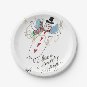 SnowMen can be Angels too Paper Plates