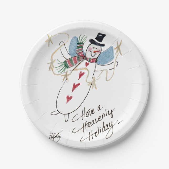 SnowMen can be Angels too  Paper Plates (Front)