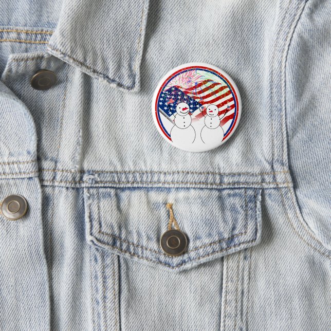 Snowmen Celebrating Independence Button (In Situ)