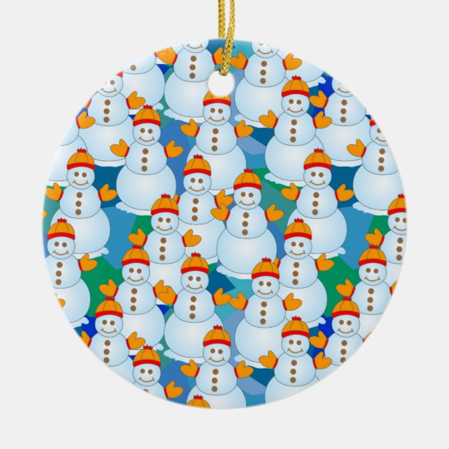 Snowmen Ceramic Ornament (Front)
