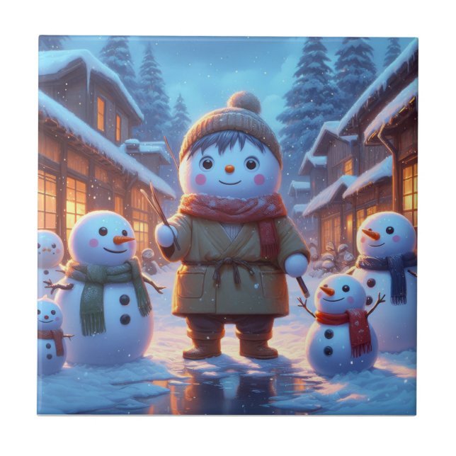 Snowmen Ceramic Tile (Front)