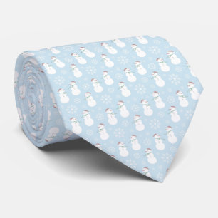 Snowmen Christmas Blue Pattern Neck Tie