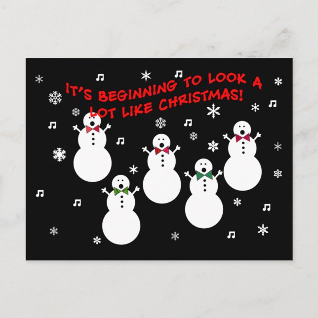 Snowmen Christmas Chorus Holiday Postcard (Front)