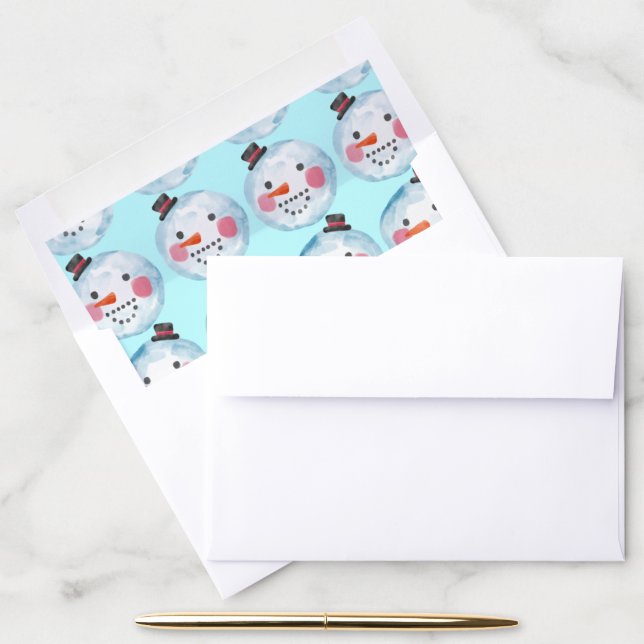 snowmen christmas envelope liner (Desk)