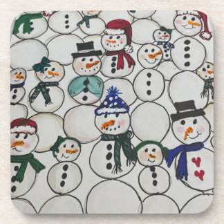 Snowmen christmas Ornament Hand Painted snowman Beverage Coaster