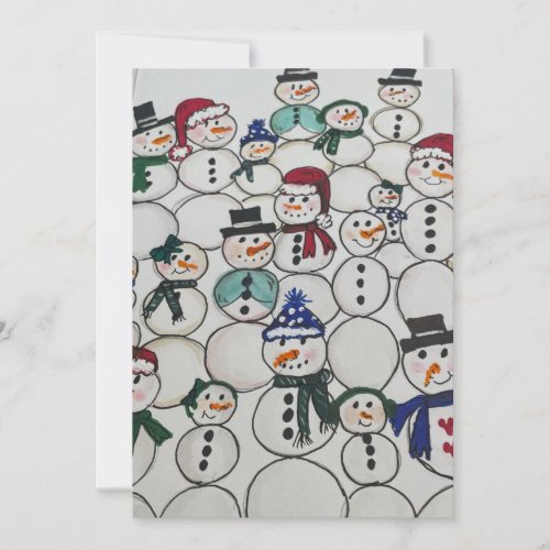 Snowmen christmas Ornament Hand Painted snowman Holiday Card