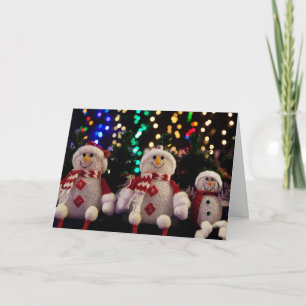 Snowmen Christmas Ornaments on Decorative Tree Holiday Card