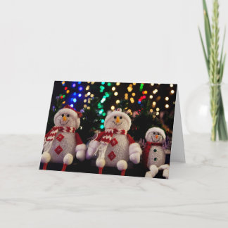 Snowmen Christmas Ornaments on Decorative Tree Holiday Card