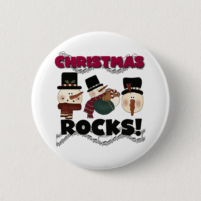 Snowmen Christmas Rocks Button (Front)