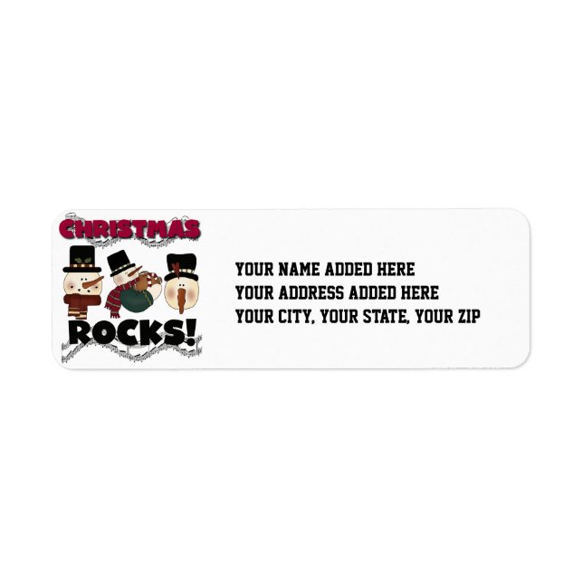 Snowmen Christmas Rocks Return Address Labels (Front)