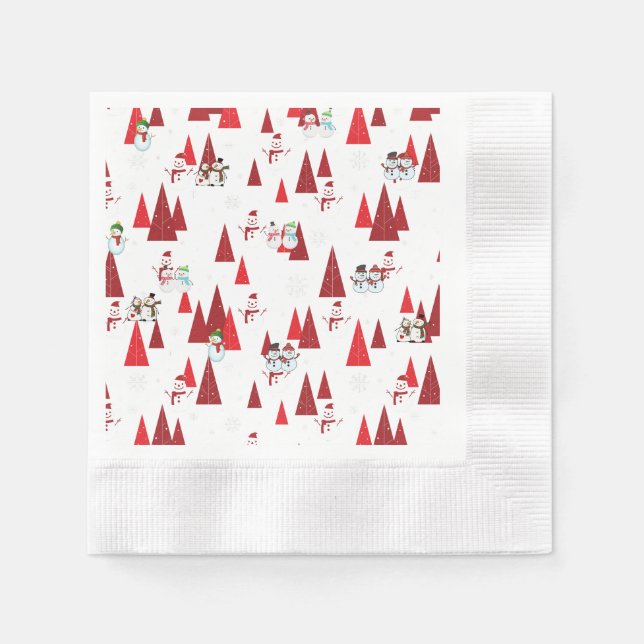 Snowmen Christmas Trees Napkins (Front)