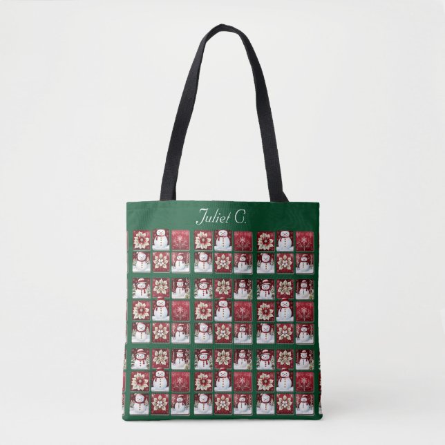 Snowmen Collage Tote Bag (Front)