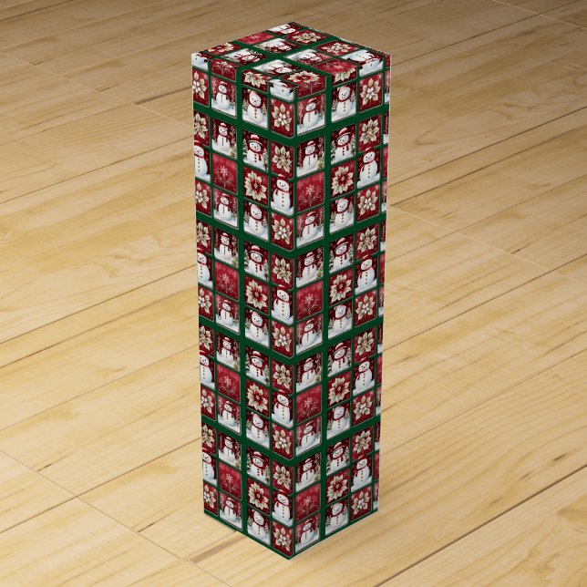 Snowmen Collage Wine Box (Front)