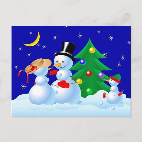 Snowmen Dancing Postcard