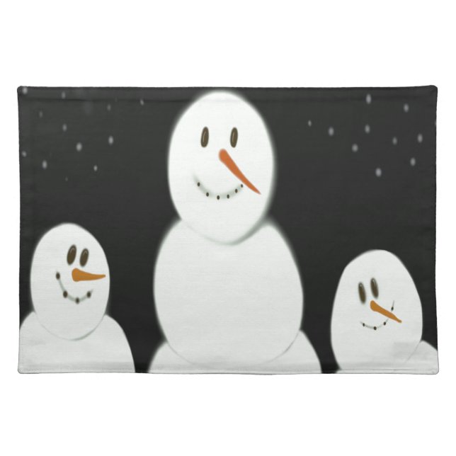 Snowmen Enjoying The Starry Night Painting Placemat (Front)