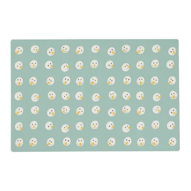 Snowmen Faces + Christmas Trees Winter  Placemat (Front)