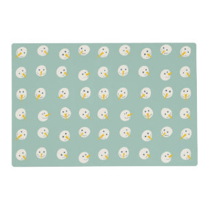 Snowmen Faces + Cute Christmas Trees Placemat