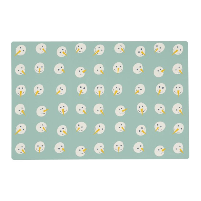 Snowmen Faces + Cute Christmas Trees Placemat (Front)
