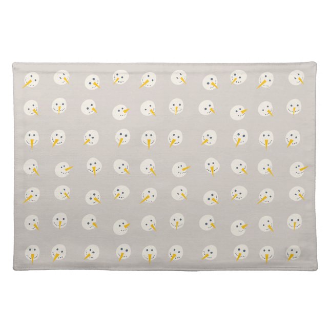 Snowmen Faces Winter  Cloth Placemat (Front)