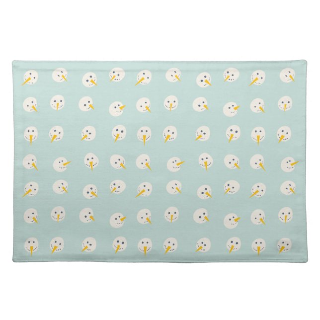 Snowmen Faces Winter  Cloth Placemat (Front)
