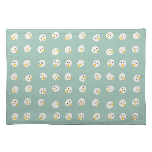 Snowmen Faces Winter  Cloth Placemat (Front)