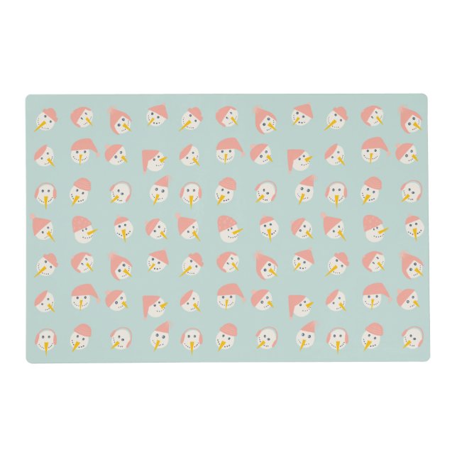 Snowmen Faces with hats + Christmas Trees Winter  Placemat (Front)