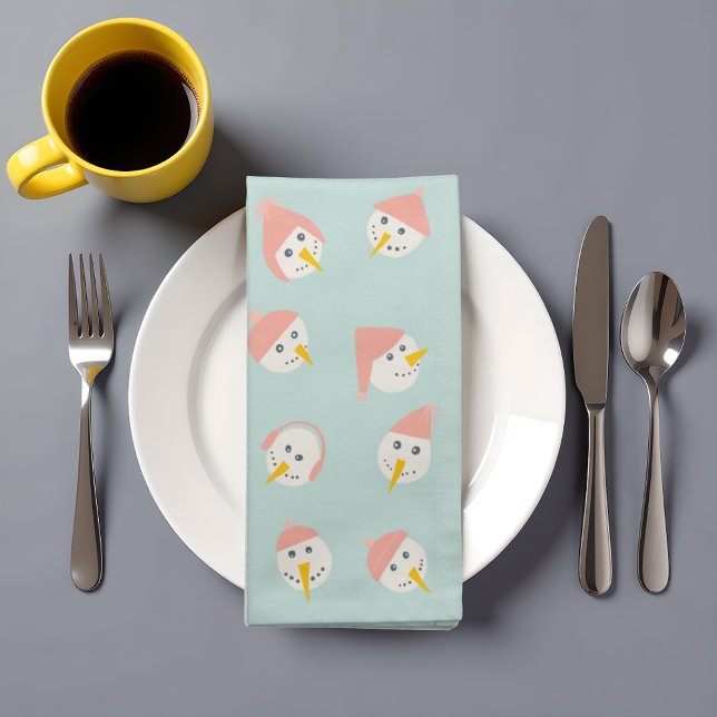 Snowmen Faces with hats -  Cloth Napkin (Creator Uploaded)