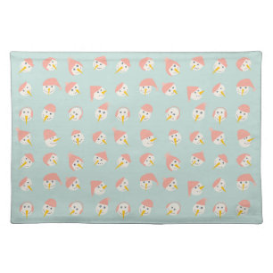 Snowmen Faces with hats Winter  Cloth Placemat