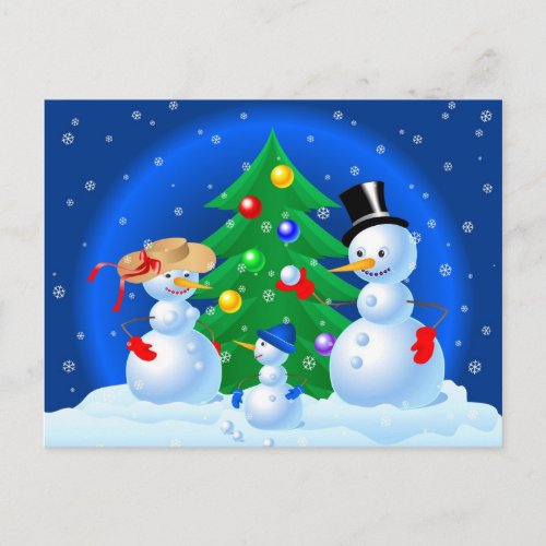 Snowmen Family Fun Holiday Postcard