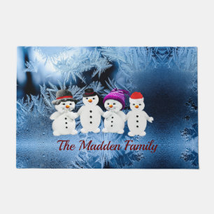 Snowmen Family of Four Custom Holiday Doormat