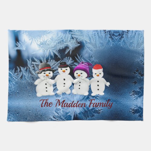 Snowmen Family of Four Custom Kitchen Towels