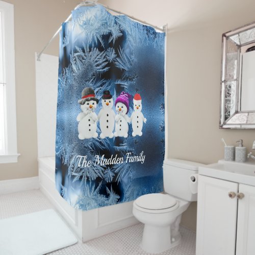 Snowmen Family of Four Shower Curtain