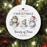 Snowmen Family of Three First Christmas Ornament