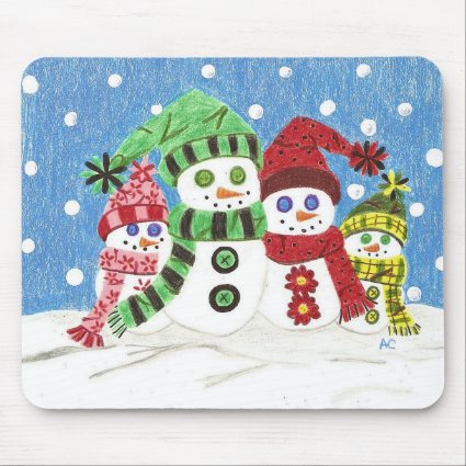 Snowmen family portrait mousepad