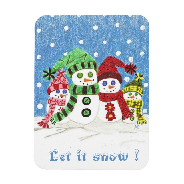 Snowmen family premium magnet (Vertical)
