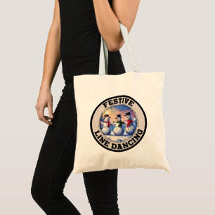 Snowmen Festive Line Dancing Tote Bag