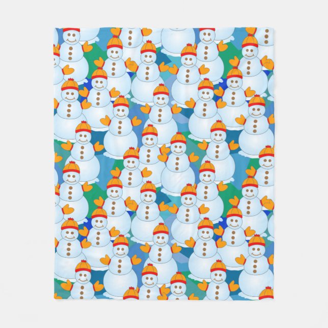 Snowmen Fleece Blanket (Front)