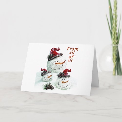 SNOWMEN FROM ALL OF US ACROSS MILES AT CHRISTMAS HOLIDAY CARD